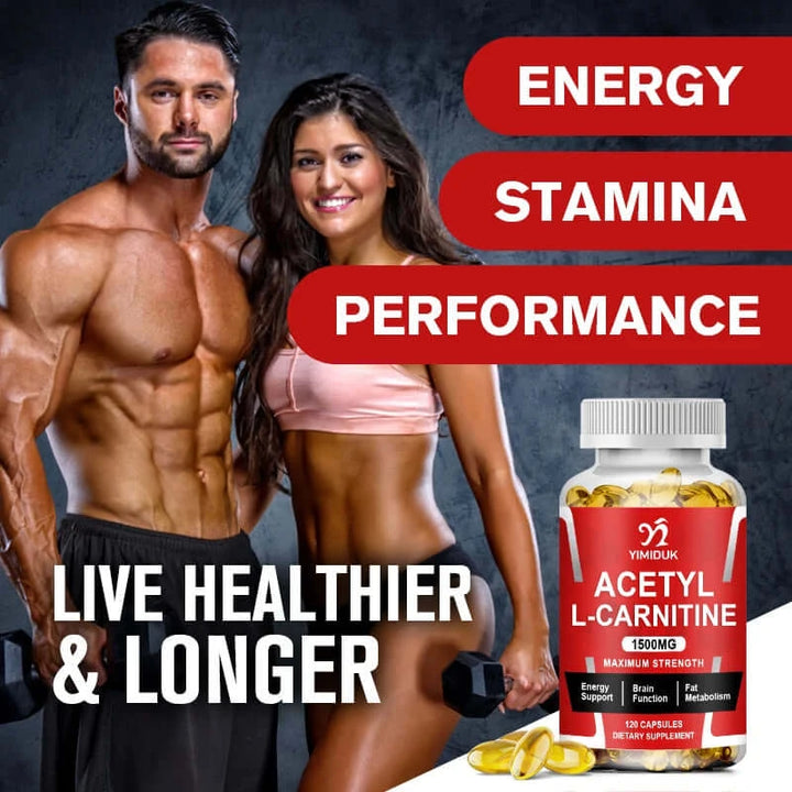 Acetyl L-Carnitine Capsule Supports Memory Focus Increase Body Performance Metabolic Energy Fitness Exercise Dietary Supplement