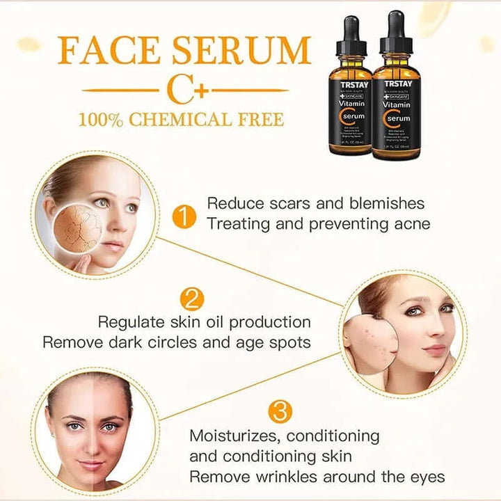 Vitamin C serum Face Serum Long Lasting Moisturizing Improve Roughness Lighten Spots Hyaluronic Acid Facial face lift