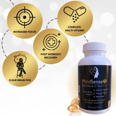 MindSense1 Premium Nootropic Brain Supplement for Focus, Memory, Brain Fog Relief and Post Workout Recovery